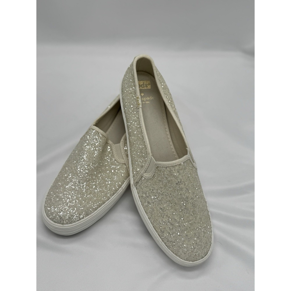 Keds x Kate Spade Glitter Slip On Sneakers Womens 11 Champagne Bridal NWOB